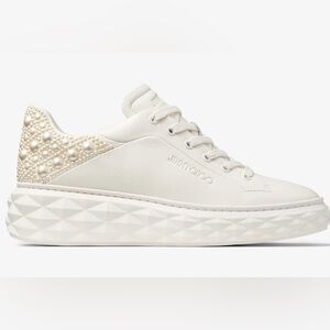 Jimmy Choo Cream Pearl Sneakers (Latte Nappa Leather Pearl Trainers)